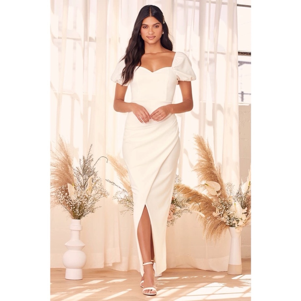 Lulus No Greater Love White Puff Sleeve Maxi Dress